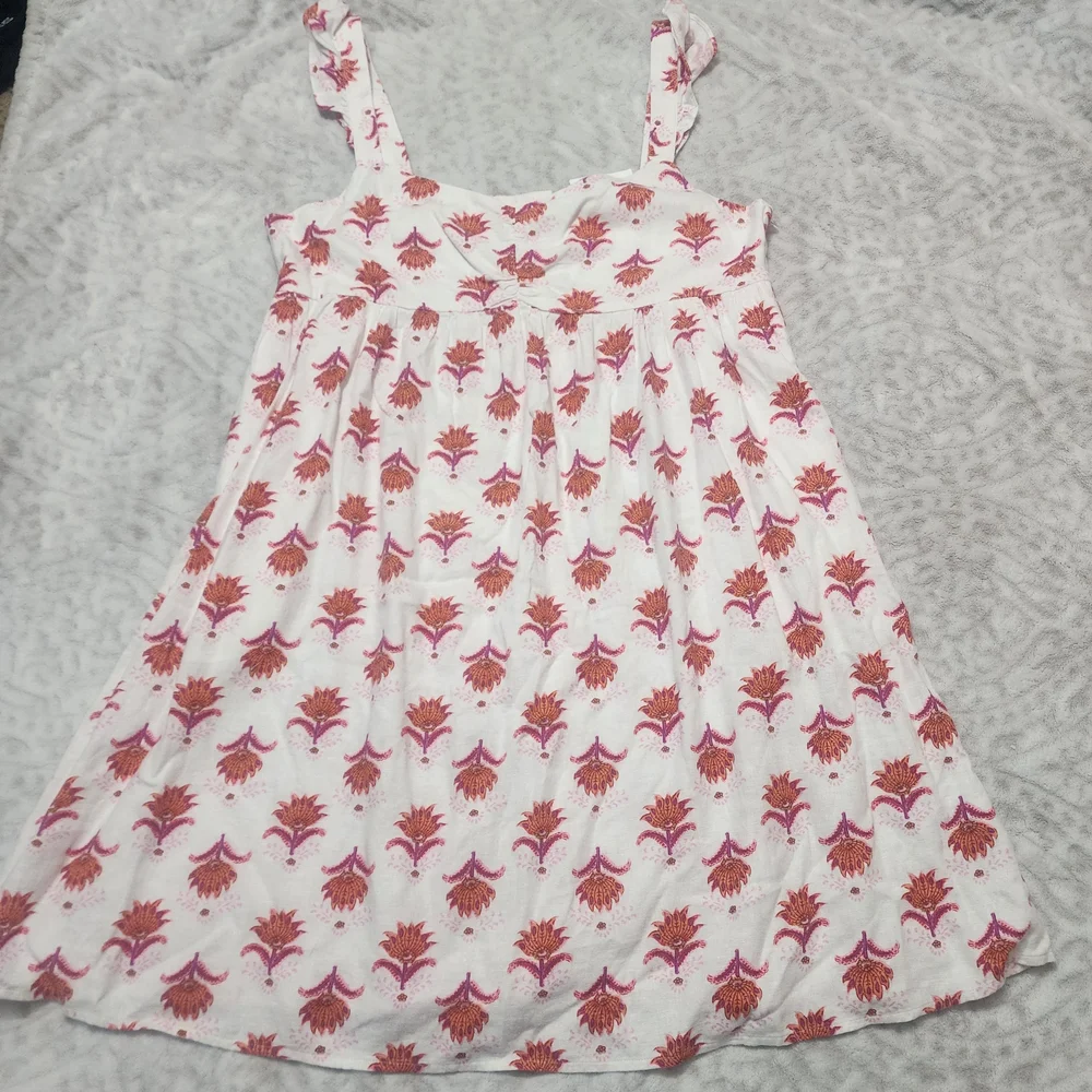 J.Crew Factory Women's Linen Blend Ruffle Strap Mini Sundress Floral Sz 14 NWT - Picture 2 of 14